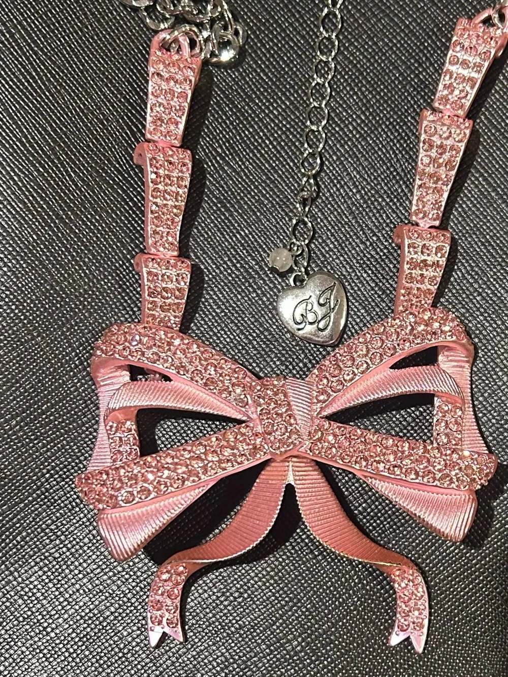 Betsey Johnson Faux Stone Fancy Bow Pendant Necklace